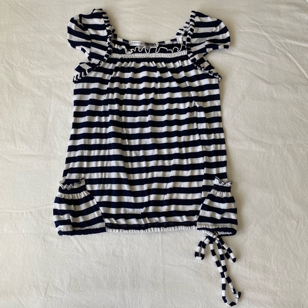 Necessary Objects Navy & White Striped Top